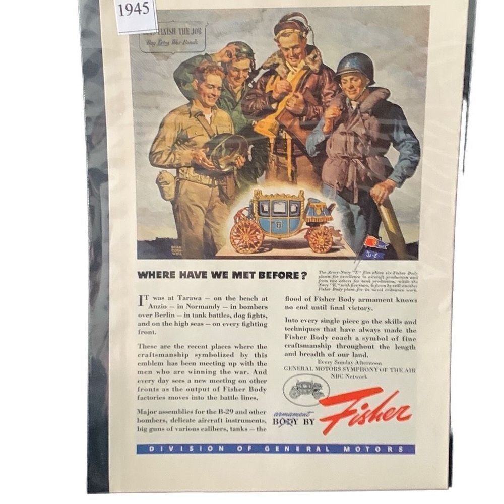 Vintage 1945 Body Armament by Fisher Ad Advertisement